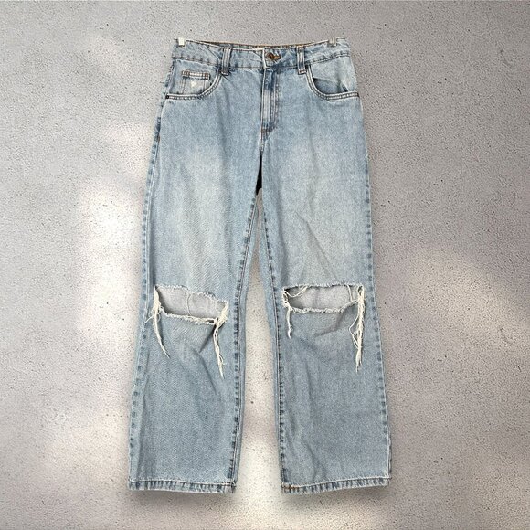 Cotton On Low Rise Baggy Jeans Women's 4 Light Wash Distressed Y2K Streetwear - Picture 1 of 8